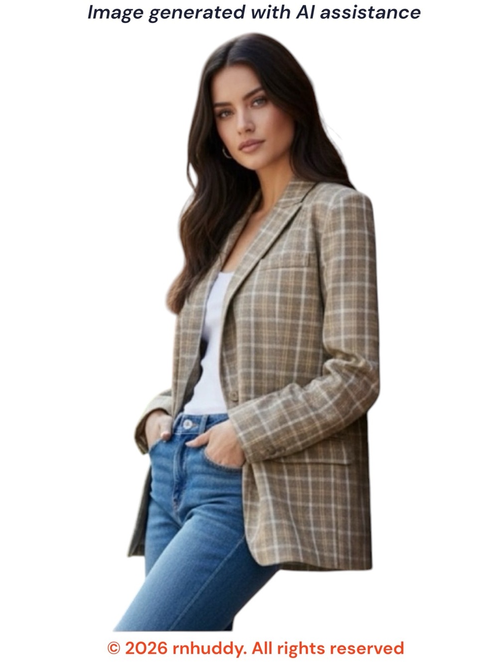 NWOT 4th & Reckless L tan plaid oversized one button chance blazer - Picture 13 of 14